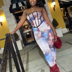Art Abstract Two piece set: Classy corset and pants (bottoms)